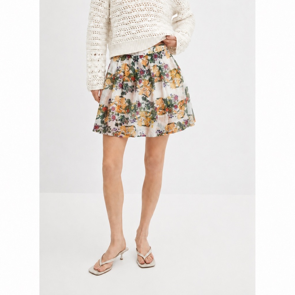 JEALOUS TOMATO - Floral Mini Skirt White Multicolor Boho A-Line